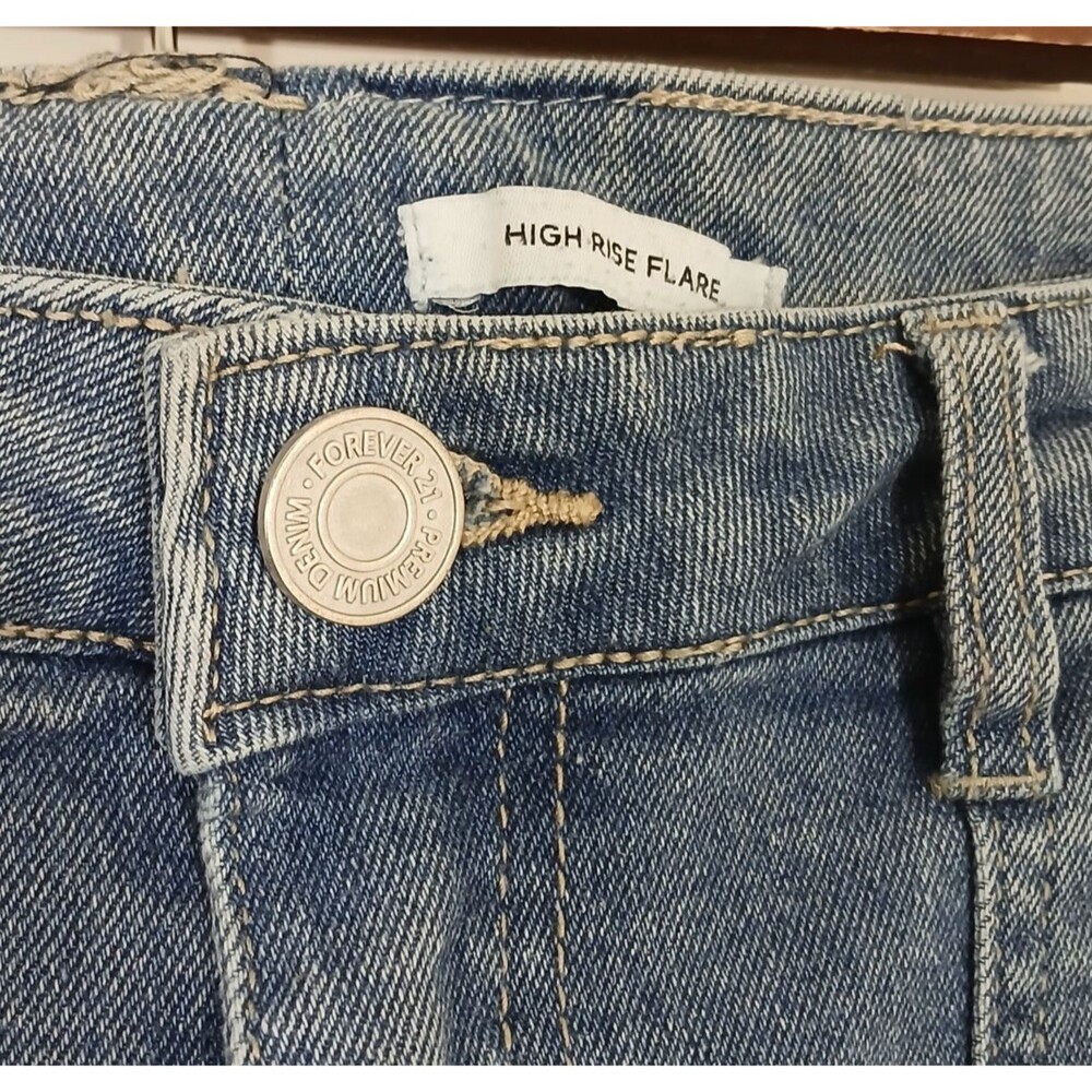 S0117. Forever 21 High Rise Flare Jean Baggy Wide Leg Cargo Jeans Womens 32 x 30 - Picture 4 of 10